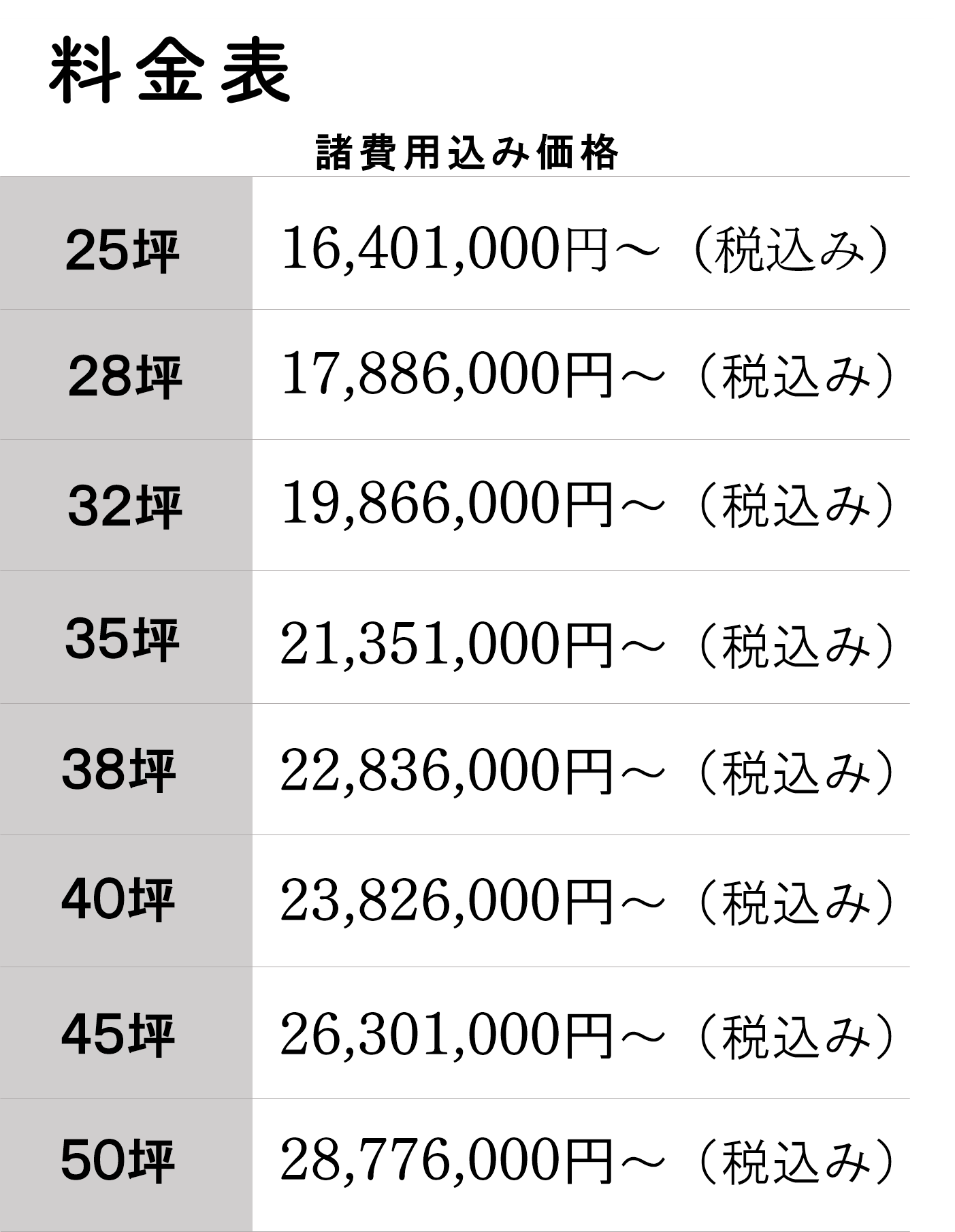 価格表